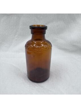 Vintage Amber Lysol Disinfectant Glass Bottle Small Empty Apothecary